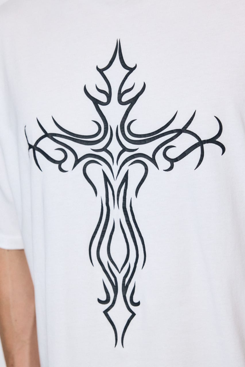 クロスモチーフTシャツ WHT M