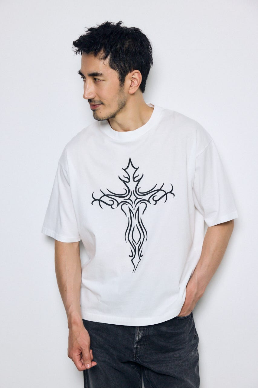 クロスモチーフTシャツ WHT M