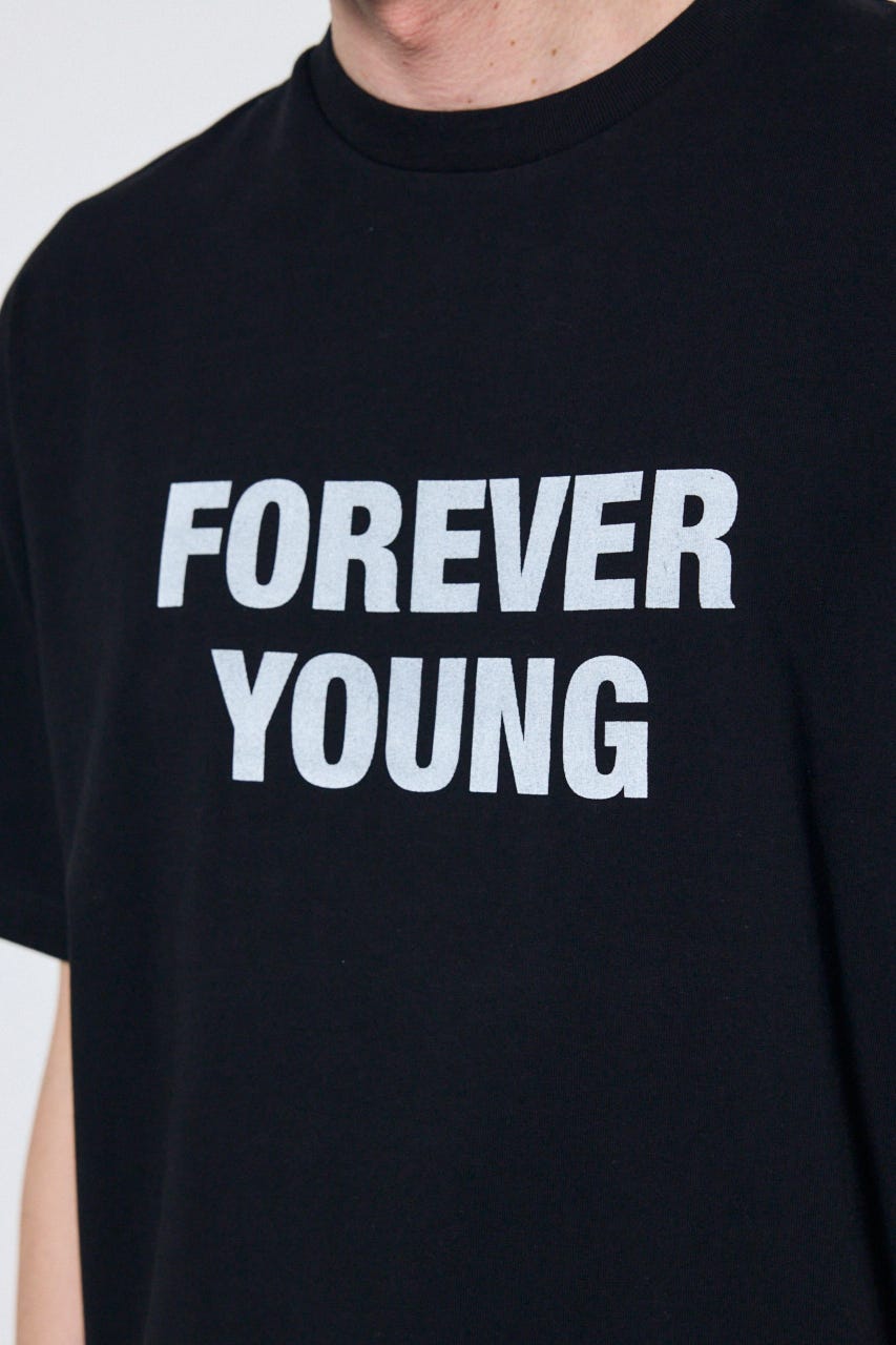 FOREVER YOUNG半袖Tシャツ BLK S