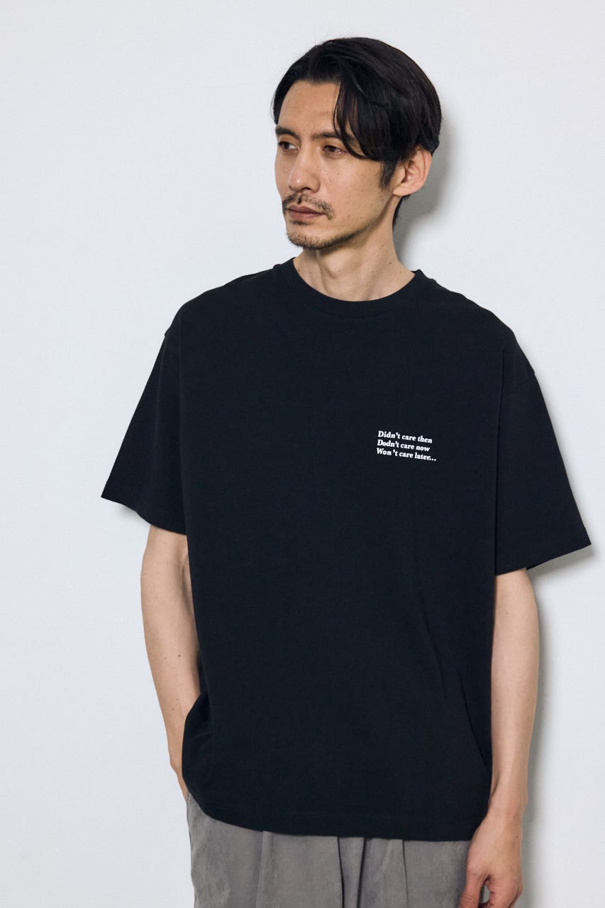 引き揃え天竺バックメッセージロゴTシャツ BLK L