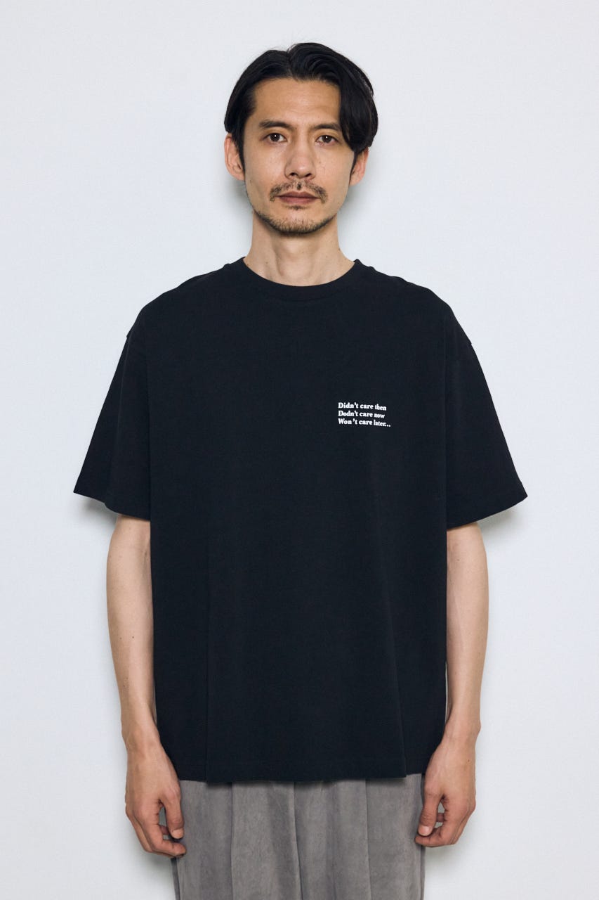 引き揃え天竺バックメッセージロゴTシャツ BLK L