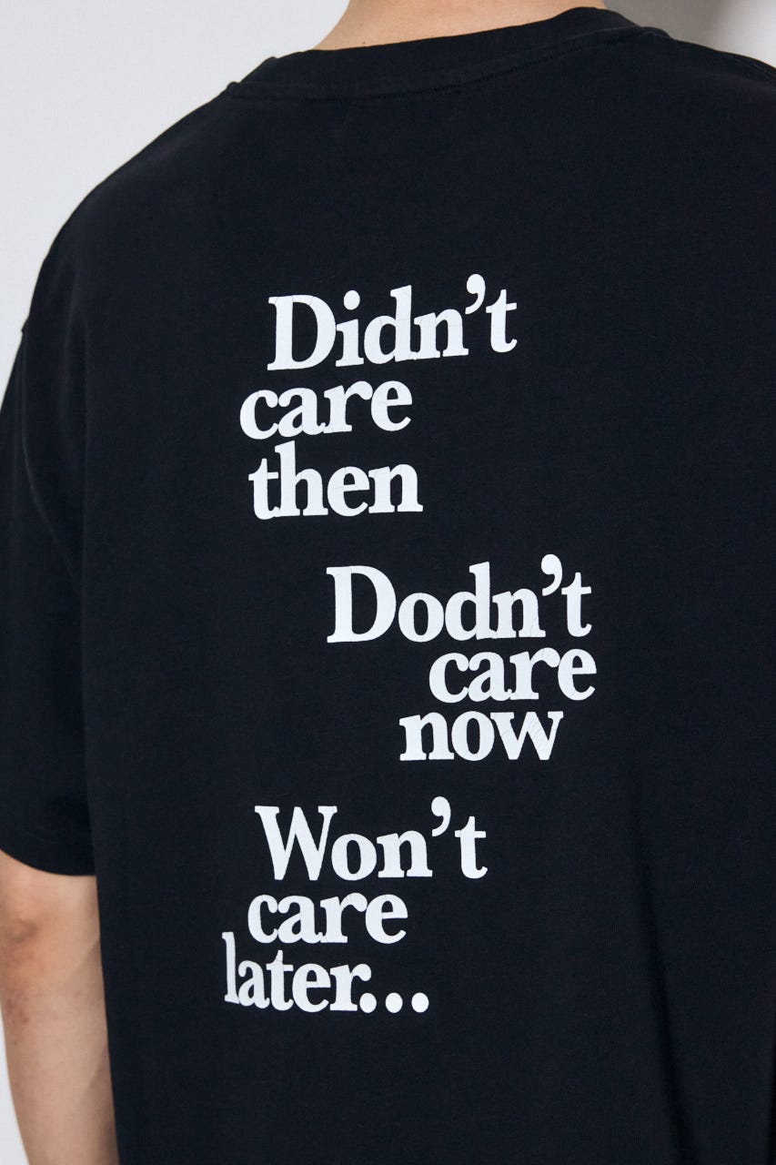 引き揃え天竺バックメッセージロゴTシャツ BLK L