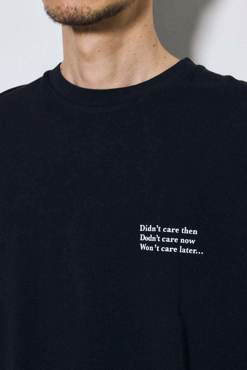 引き揃え天竺バックメッセージロゴTシャツ BLK L