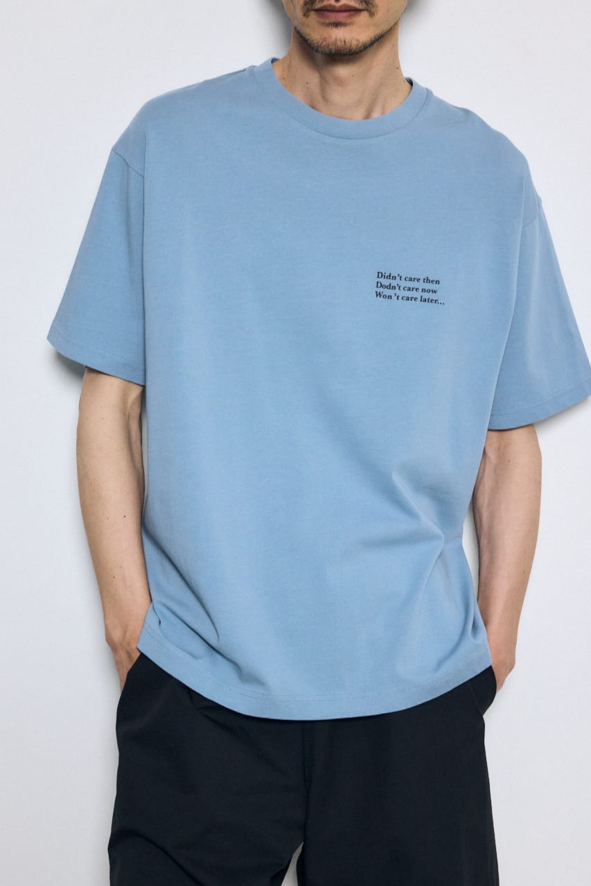 引き揃え天竺バックメッセージロゴTシャツ L/BLU S
