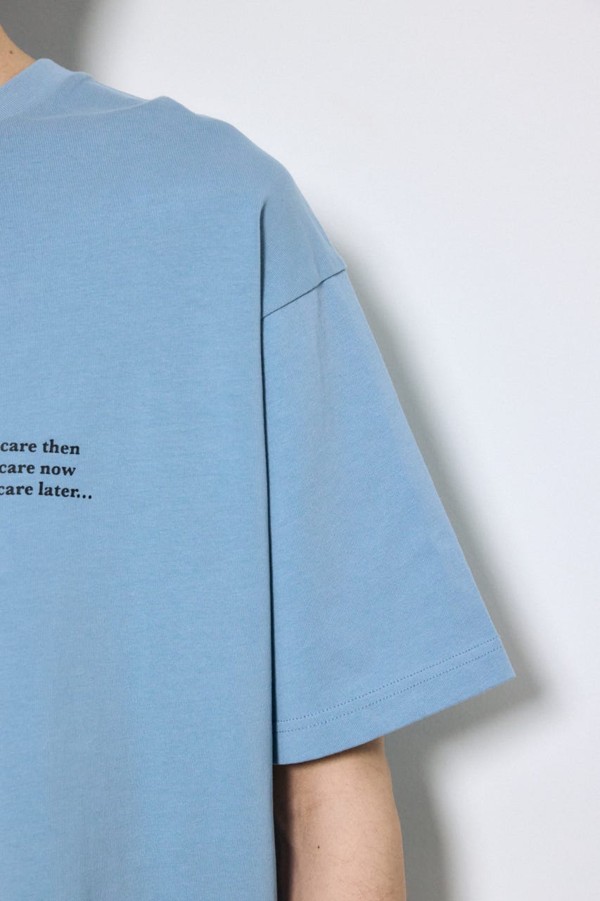 引き揃え天竺バックメッセージロゴTシャツ L/BLU S