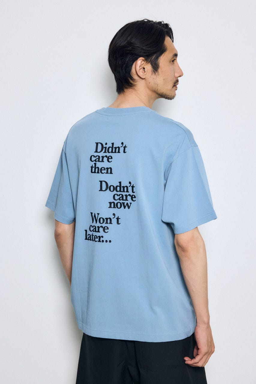 引き揃え天竺バックメッセージロゴTシャツ L/BLU S