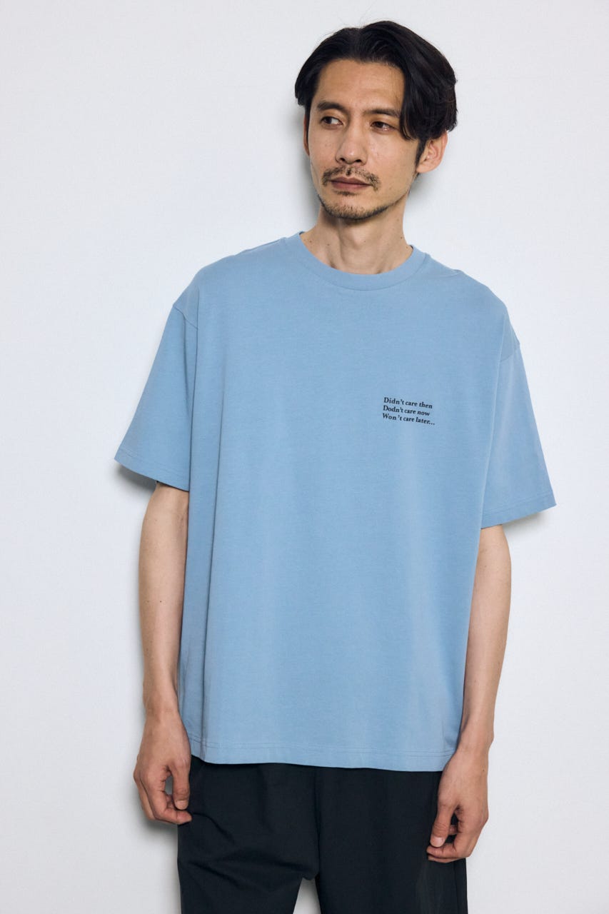 引き揃え天竺バックメッセージロゴTシャツ L/BLU S
