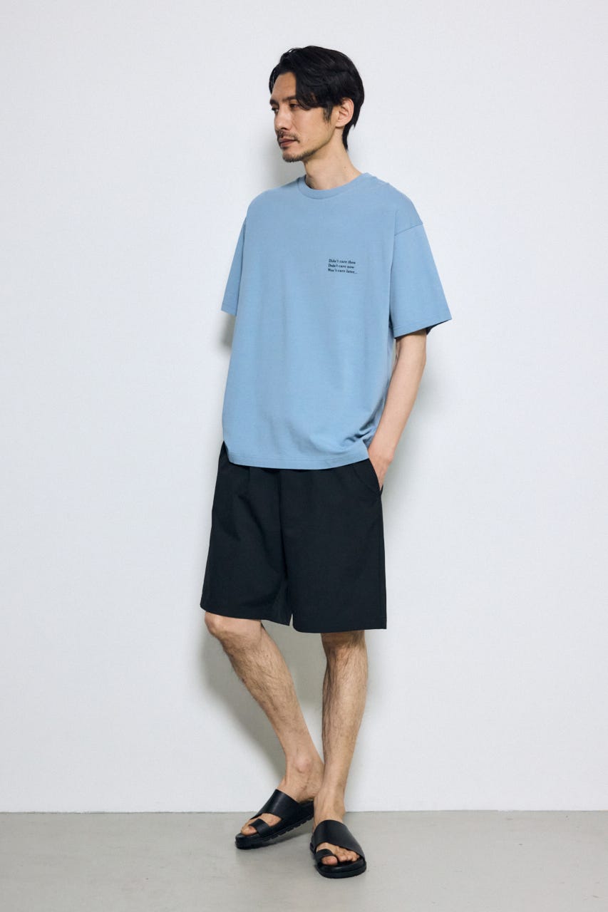 引き揃え天竺バックメッセージロゴTシャツ L/BLU S