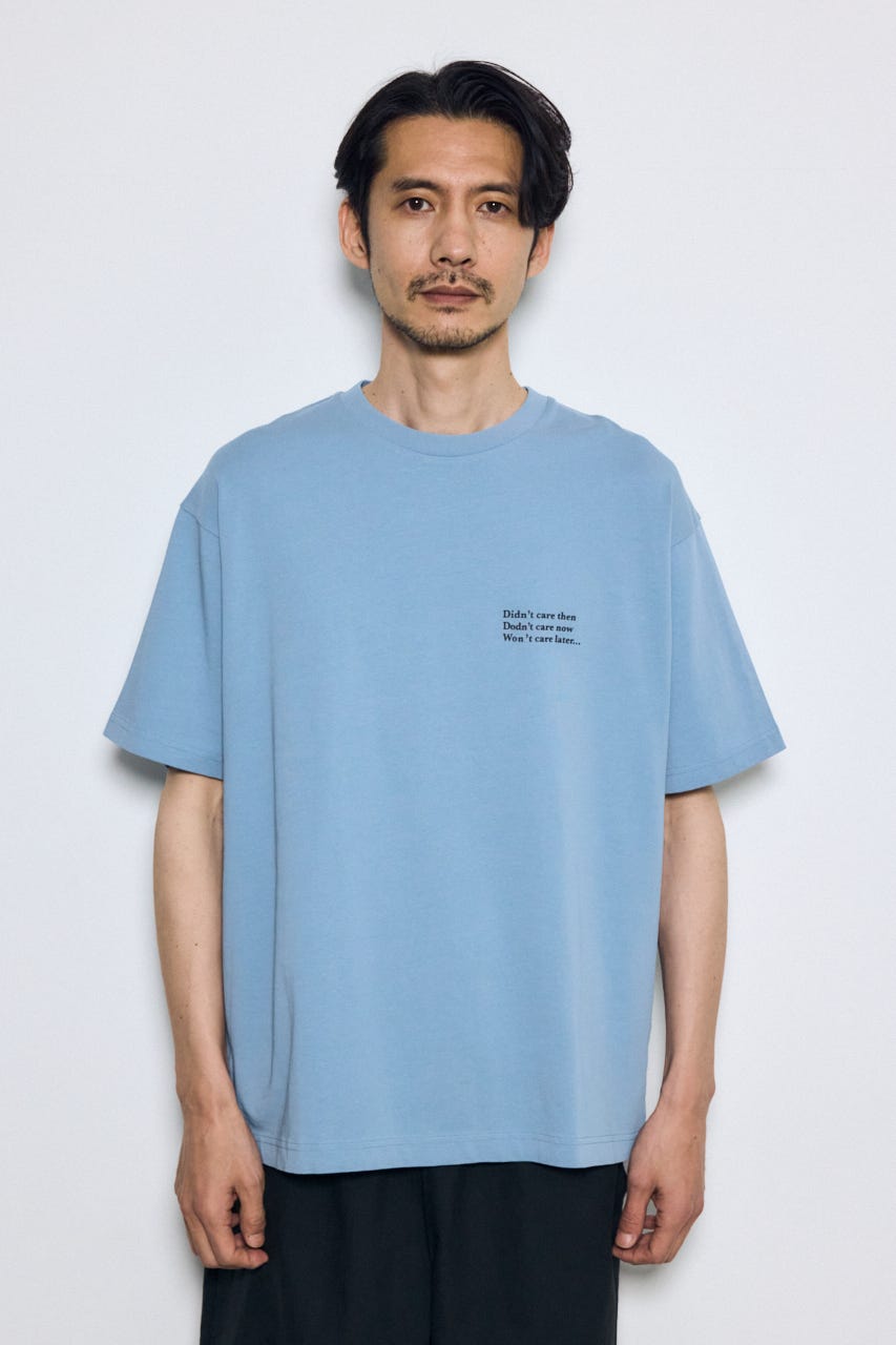 引き揃え天竺バックメッセージロゴTシャツ L/BLU S