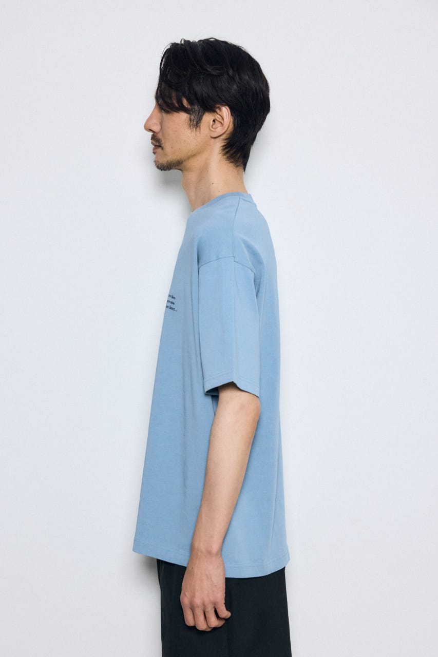 引き揃え天竺バックメッセージロゴTシャツ L/BLU S