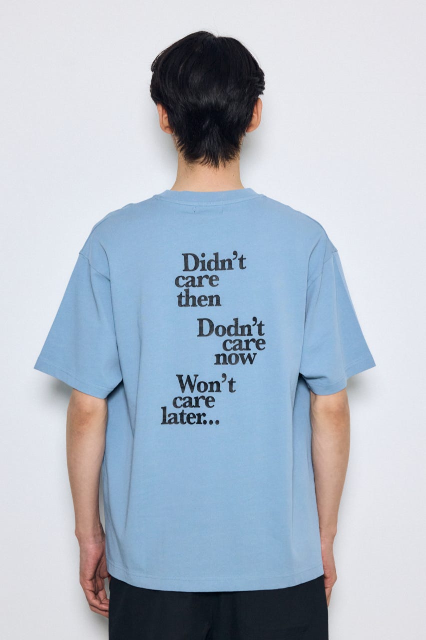 引き揃え天竺バックメッセージロゴTシャツ L/BLU S