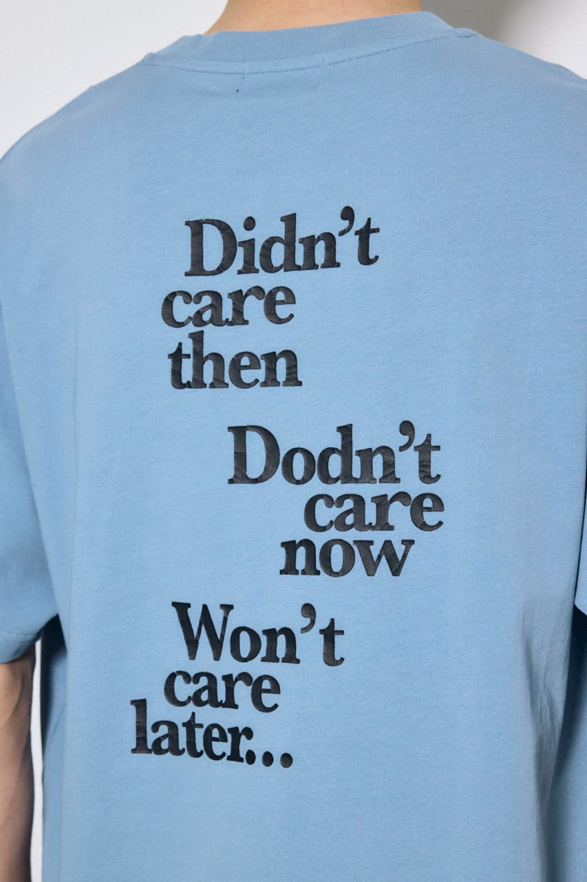 引き揃え天竺バックメッセージロゴTシャツ L/BLU S