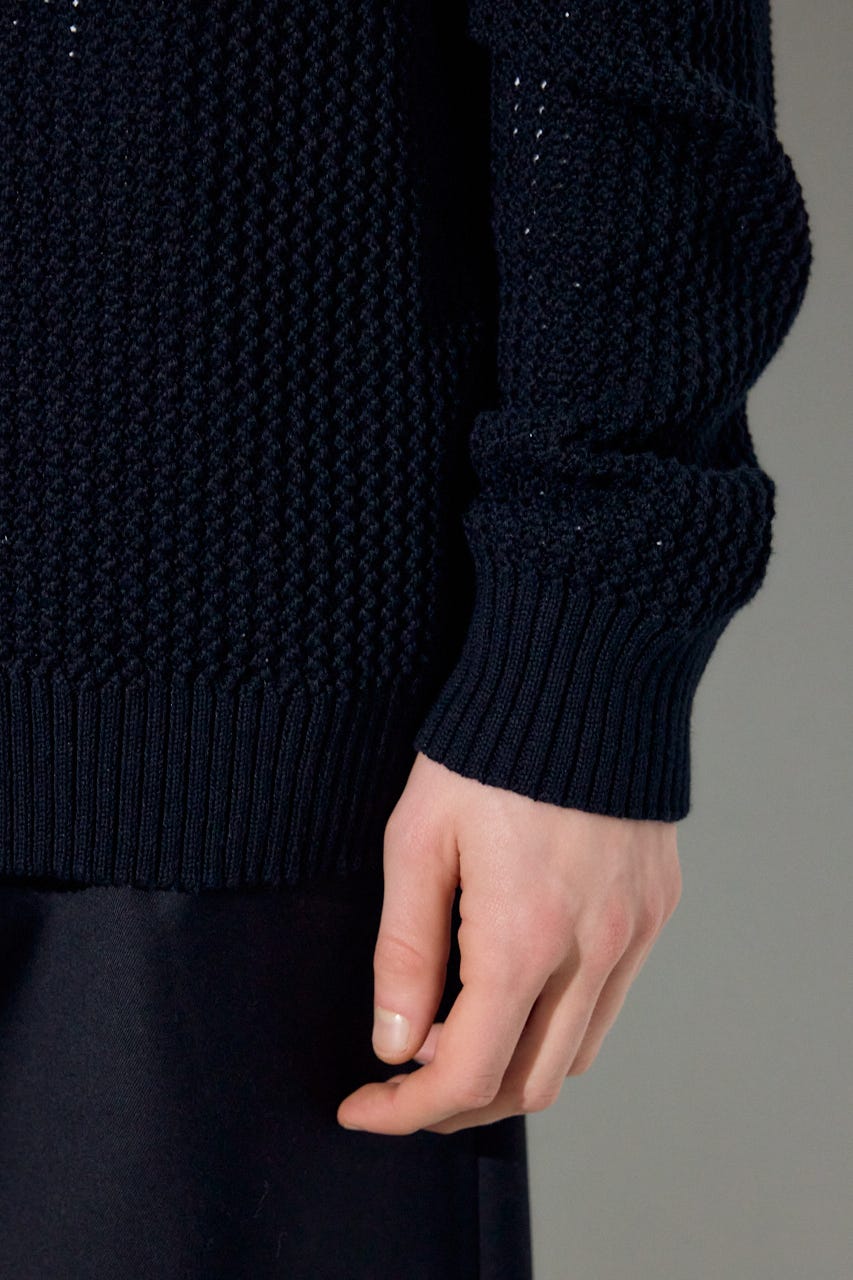 ニットメッシュカーディガン BLK M