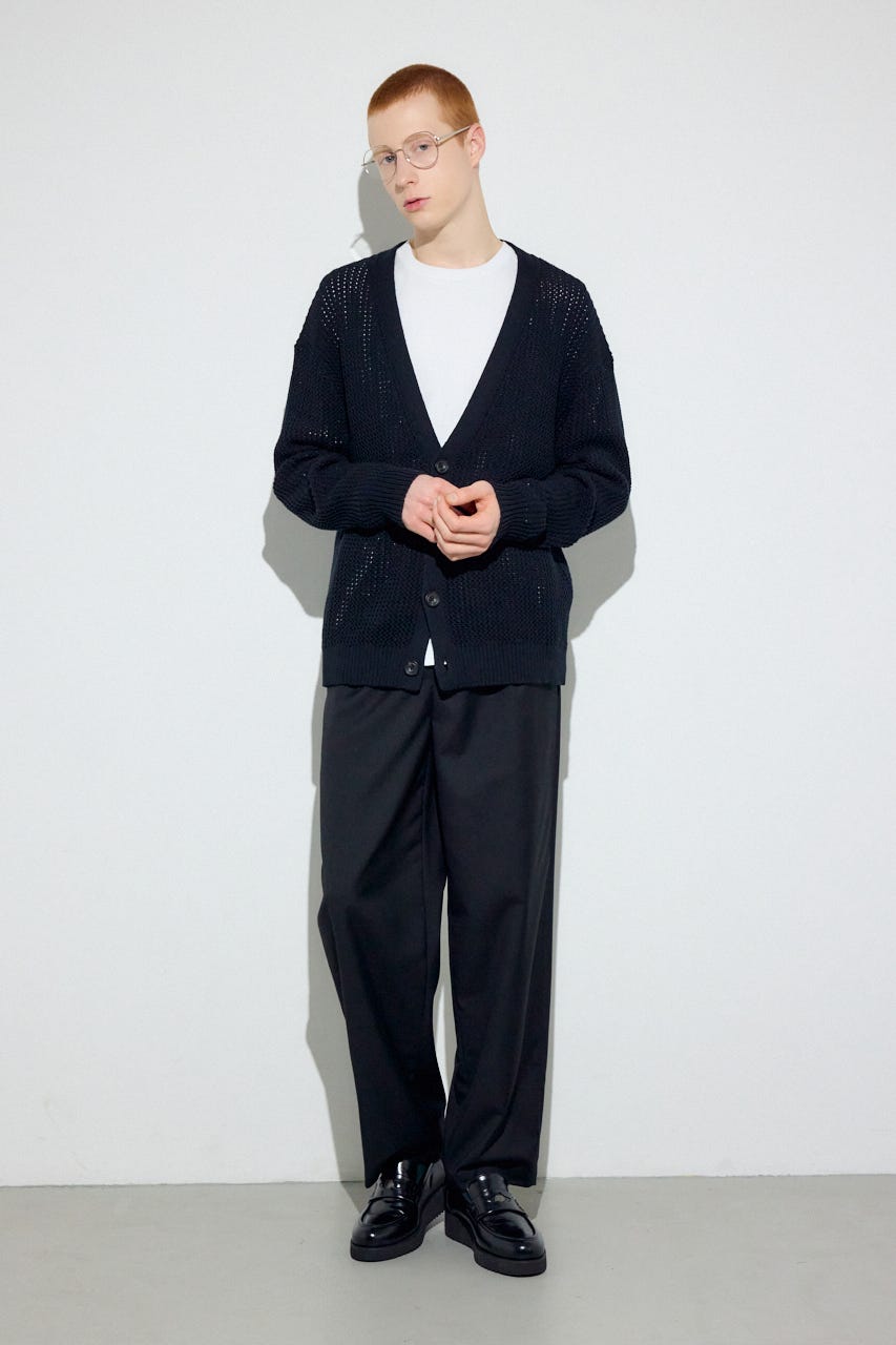 ニットメッシュカーディガン BLK M