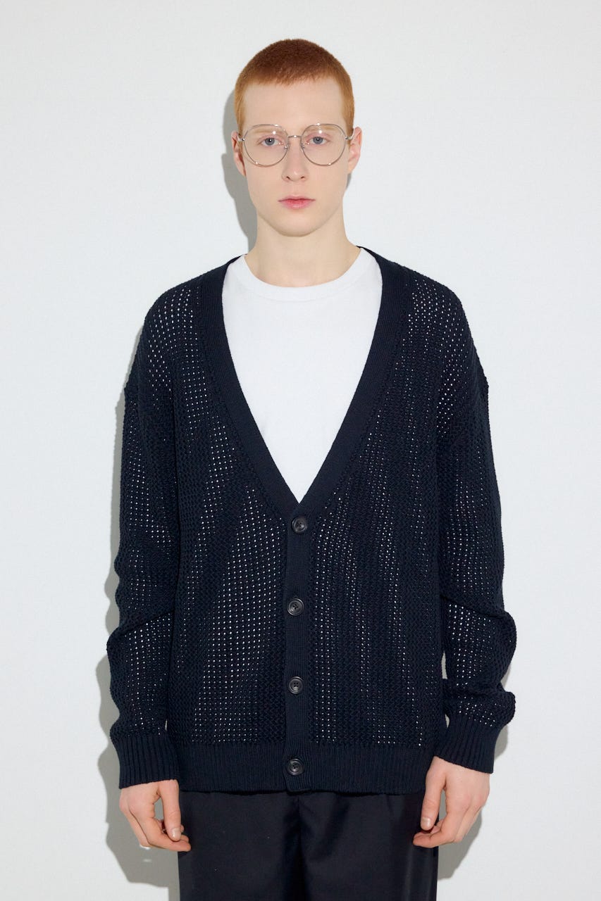 ニットメッシュカーディガン BLK M