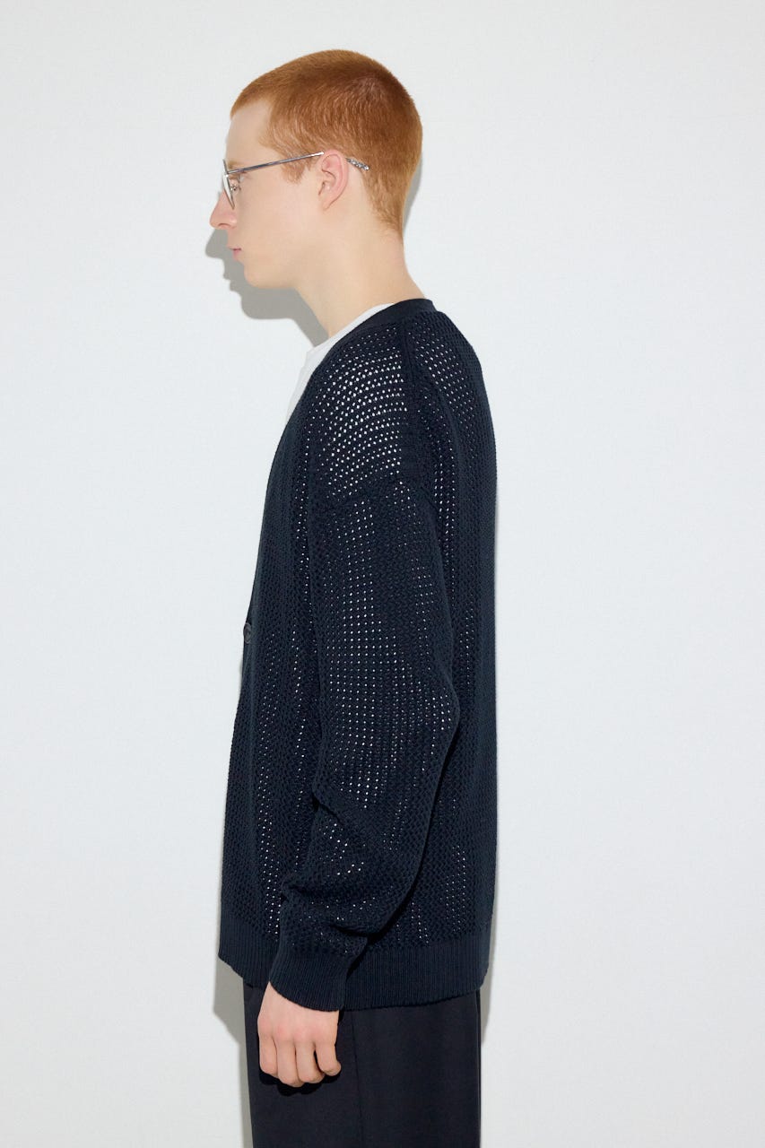 ニットメッシュカーディガン BLK M