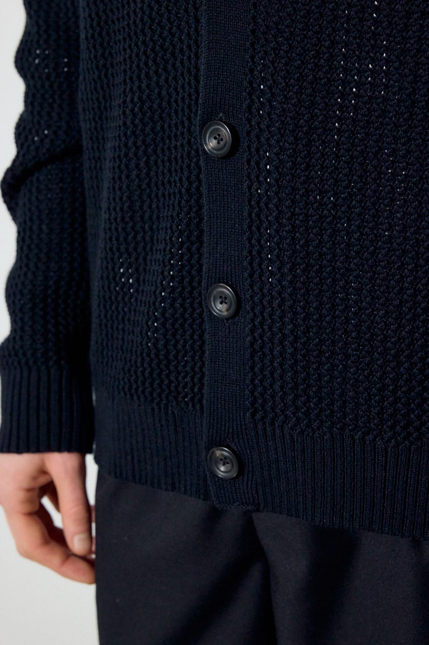 ニットメッシュカーディガン BLK M