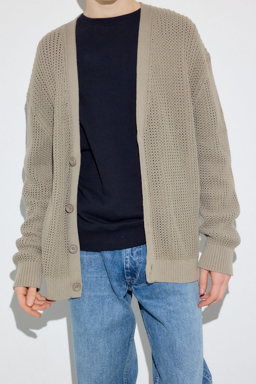 ニットメッシュカーディガン D/BEG M