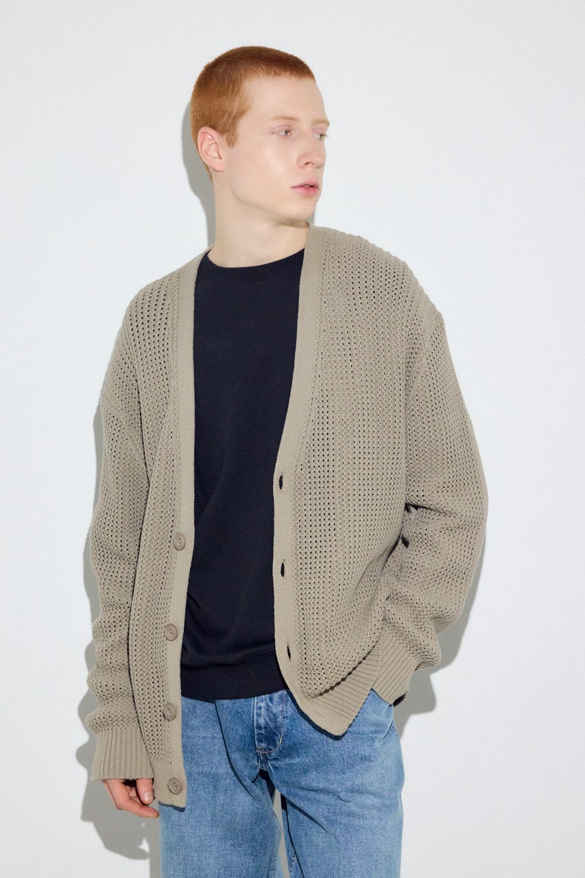 ニットメッシュカーディガン D/BEG M