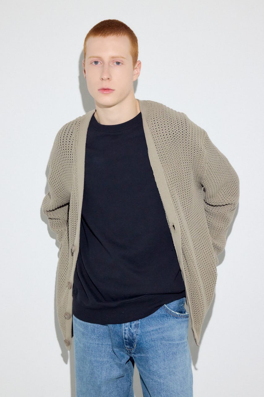 ニットメッシュカーディガン D/BEG M