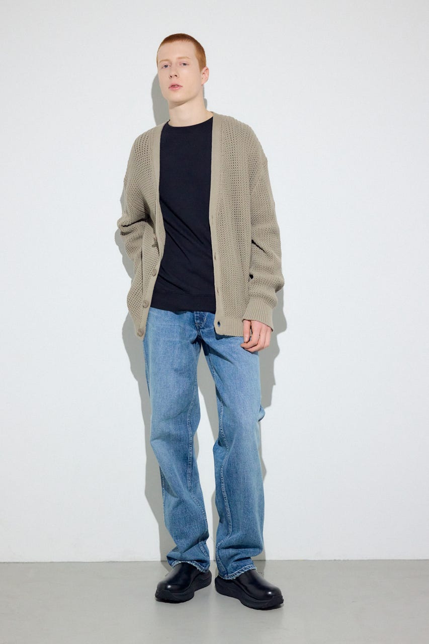 ニットメッシュカーディガン D/BEG M