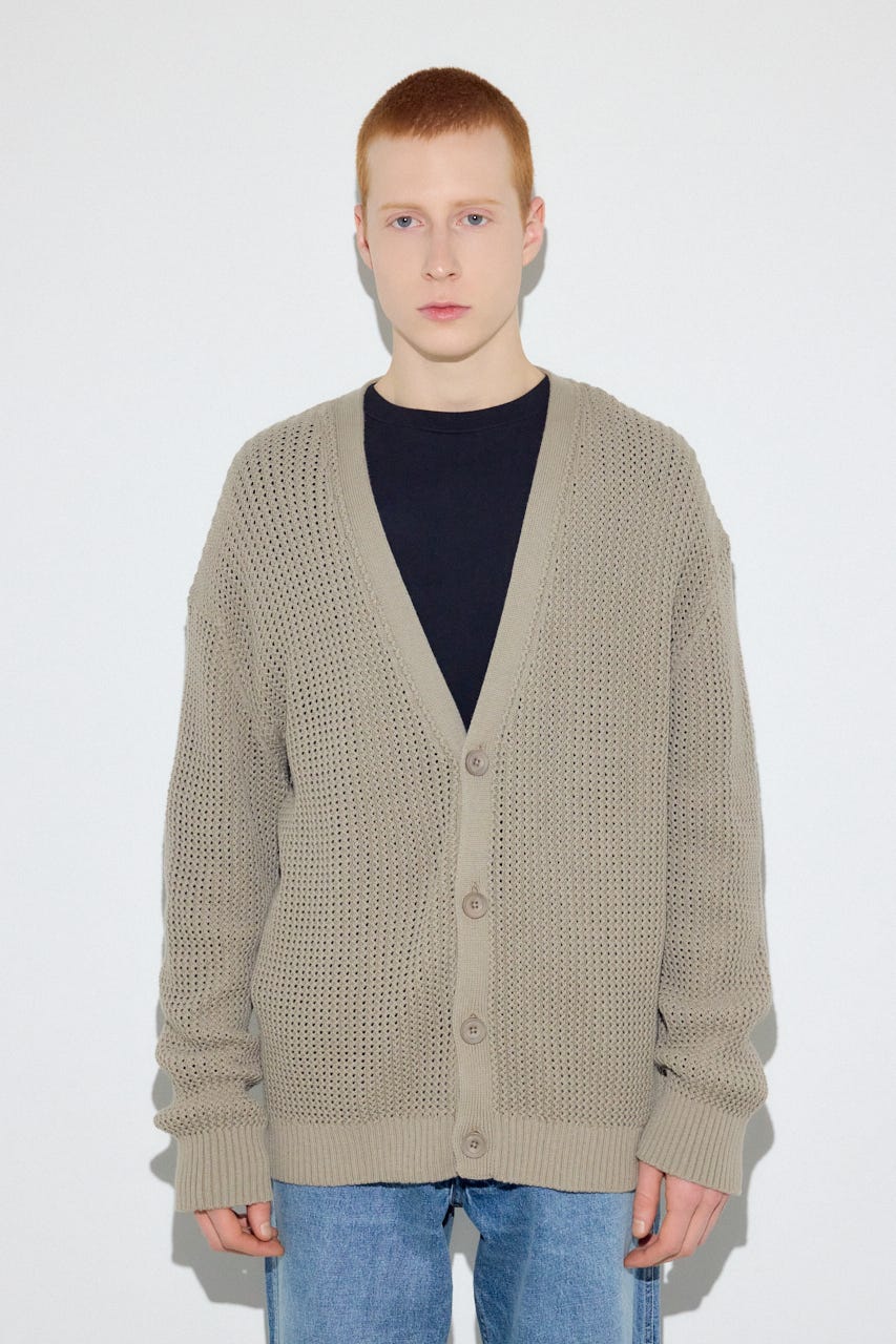ニットメッシュカーディガン D/BEG M