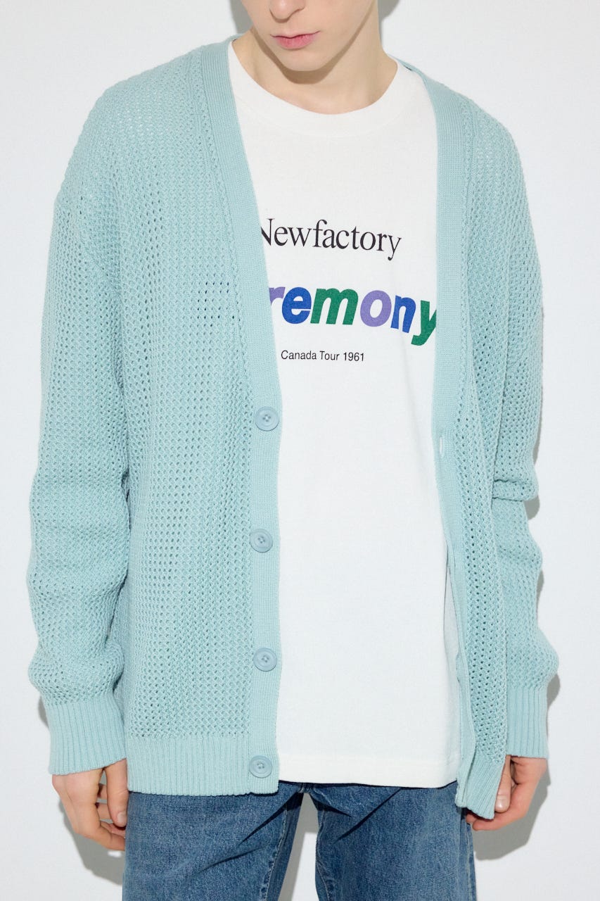 ニットメッシュカーディガン D/SAX L