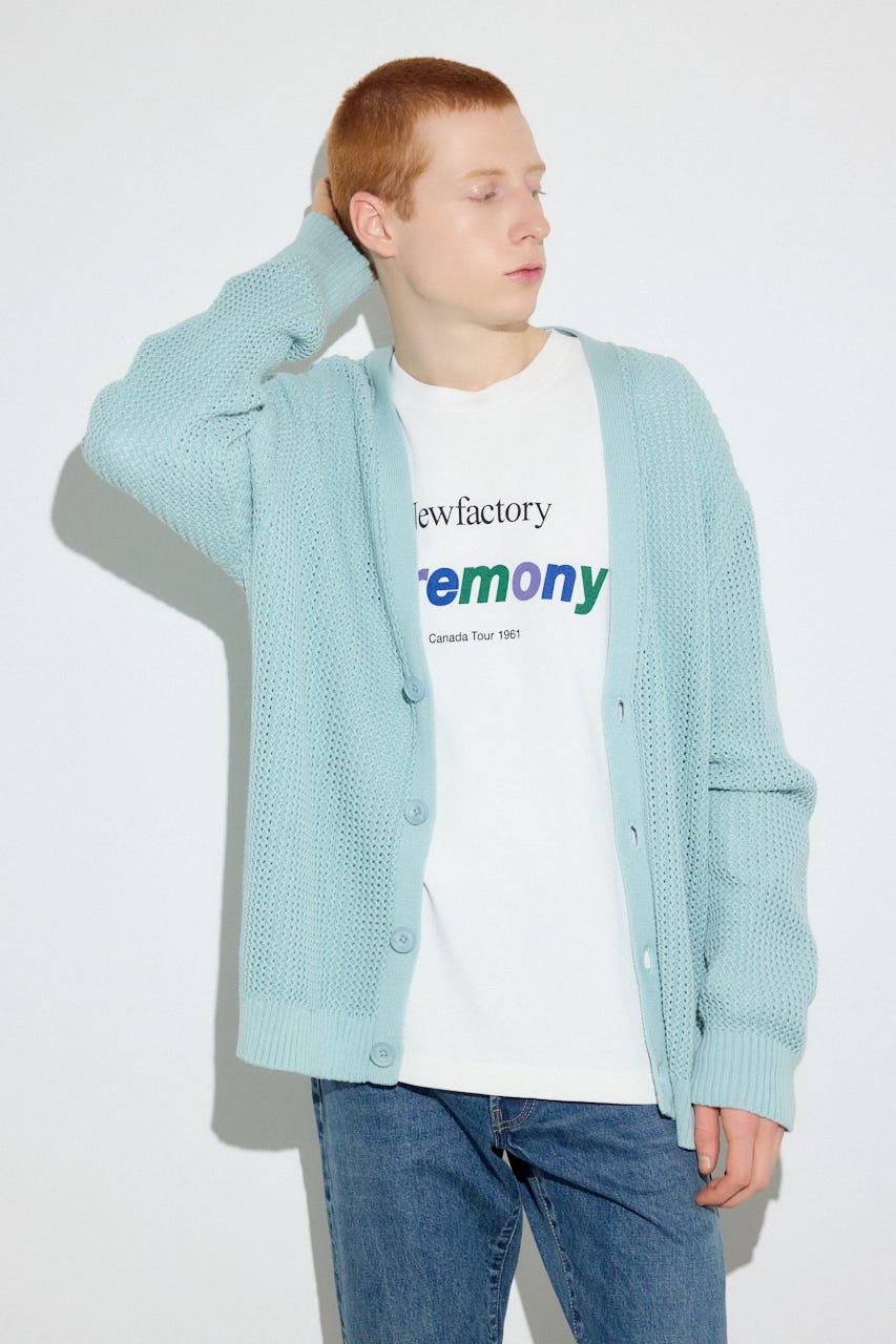 ニットメッシュカーディガン D/SAX L