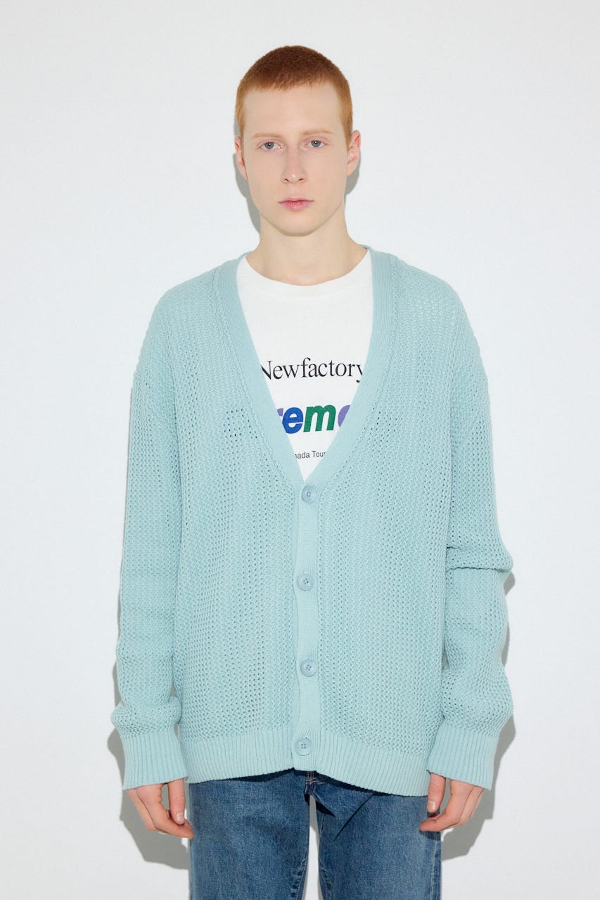 ニットメッシュカーディガン D/SAX L