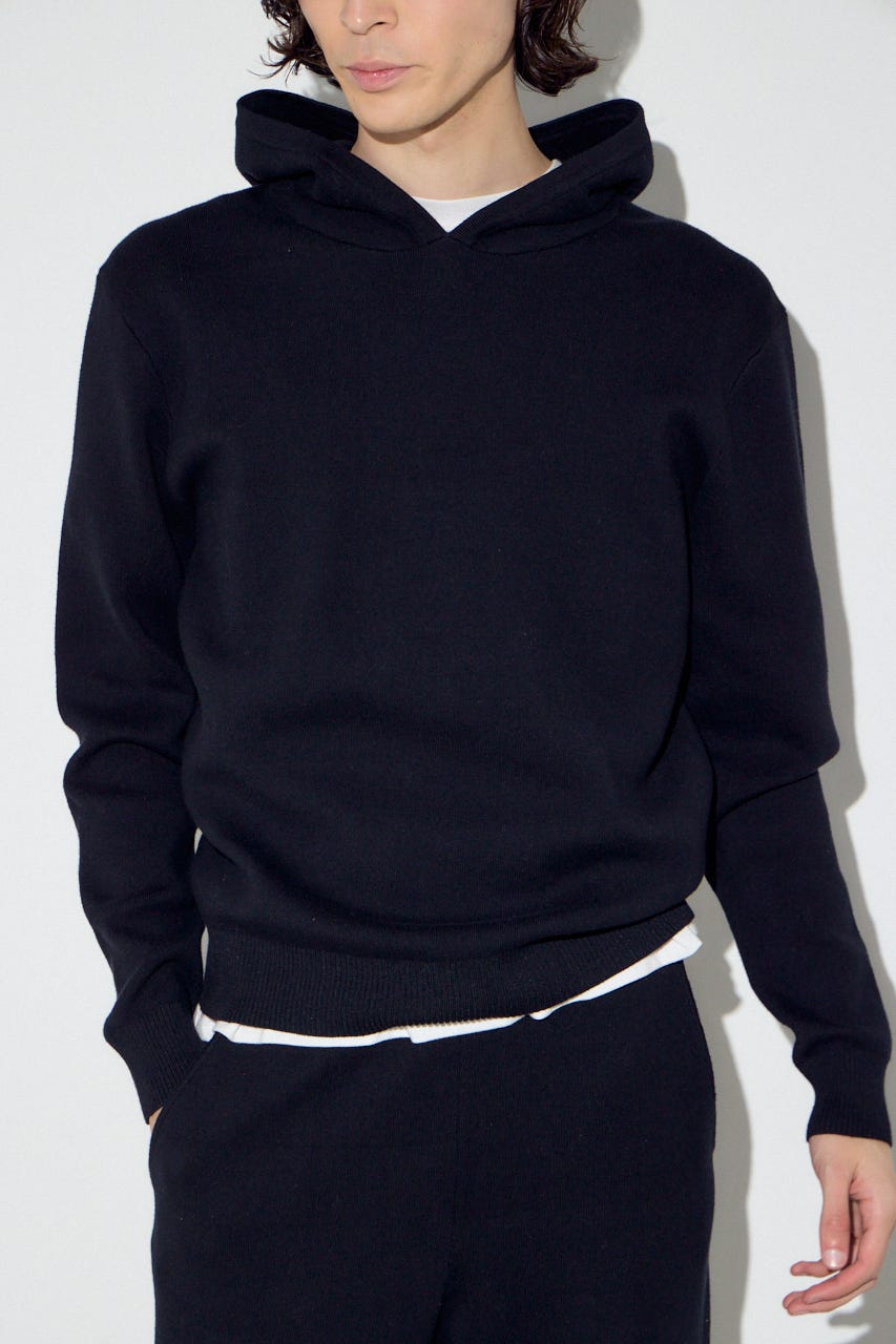 ハイゲージニットフーディー BLK L