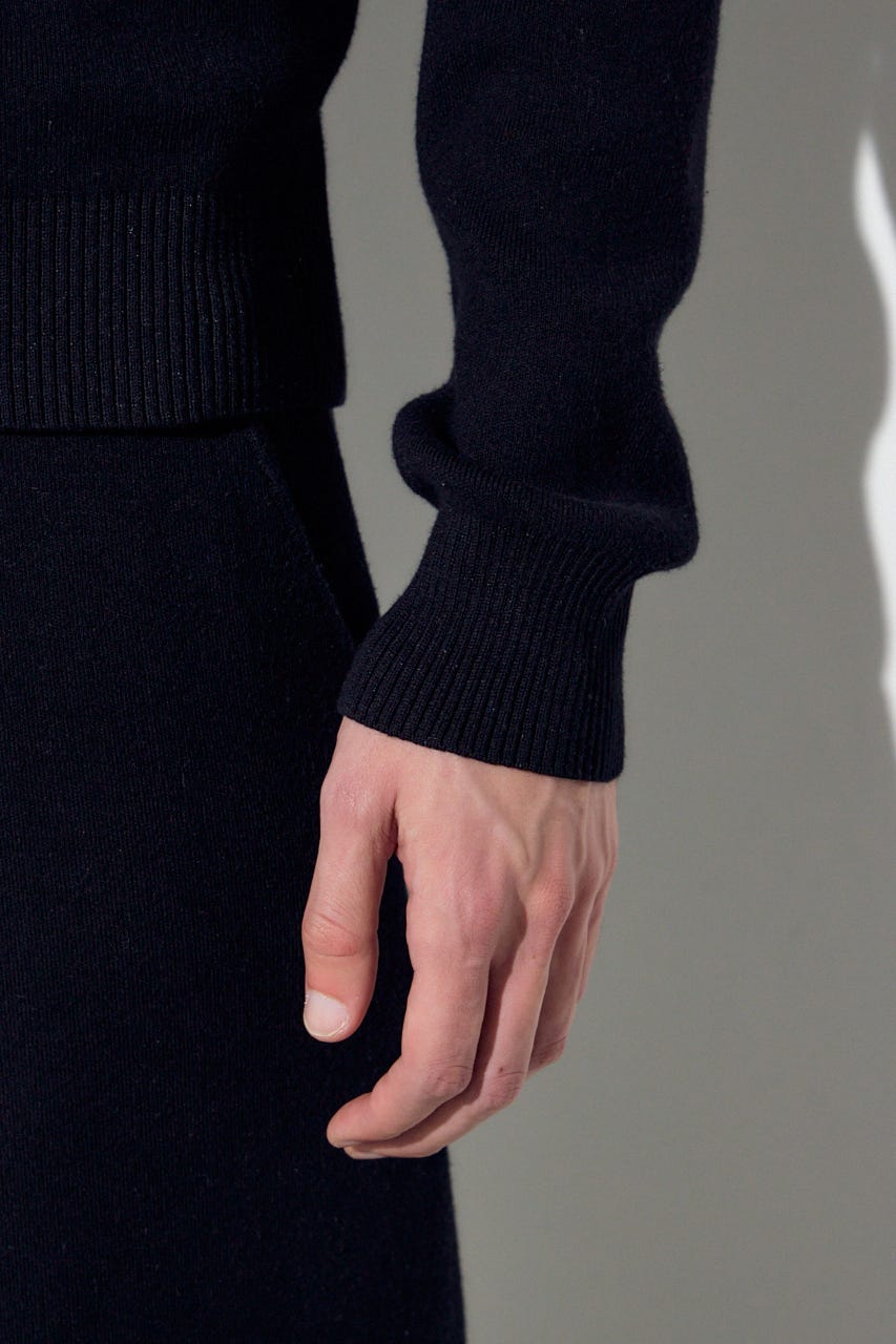 ハイゲージニットフーディー BLK L