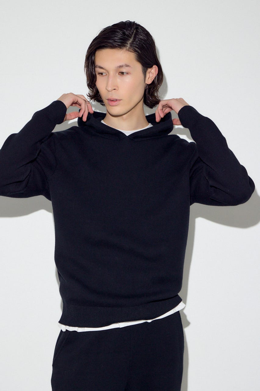 ハイゲージニットフーディー BLK L