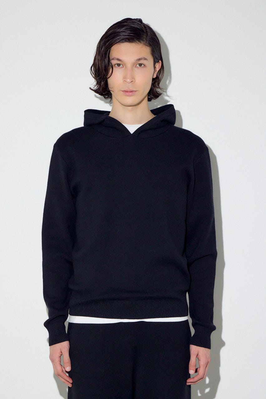 ハイゲージニットフーディー BLK L