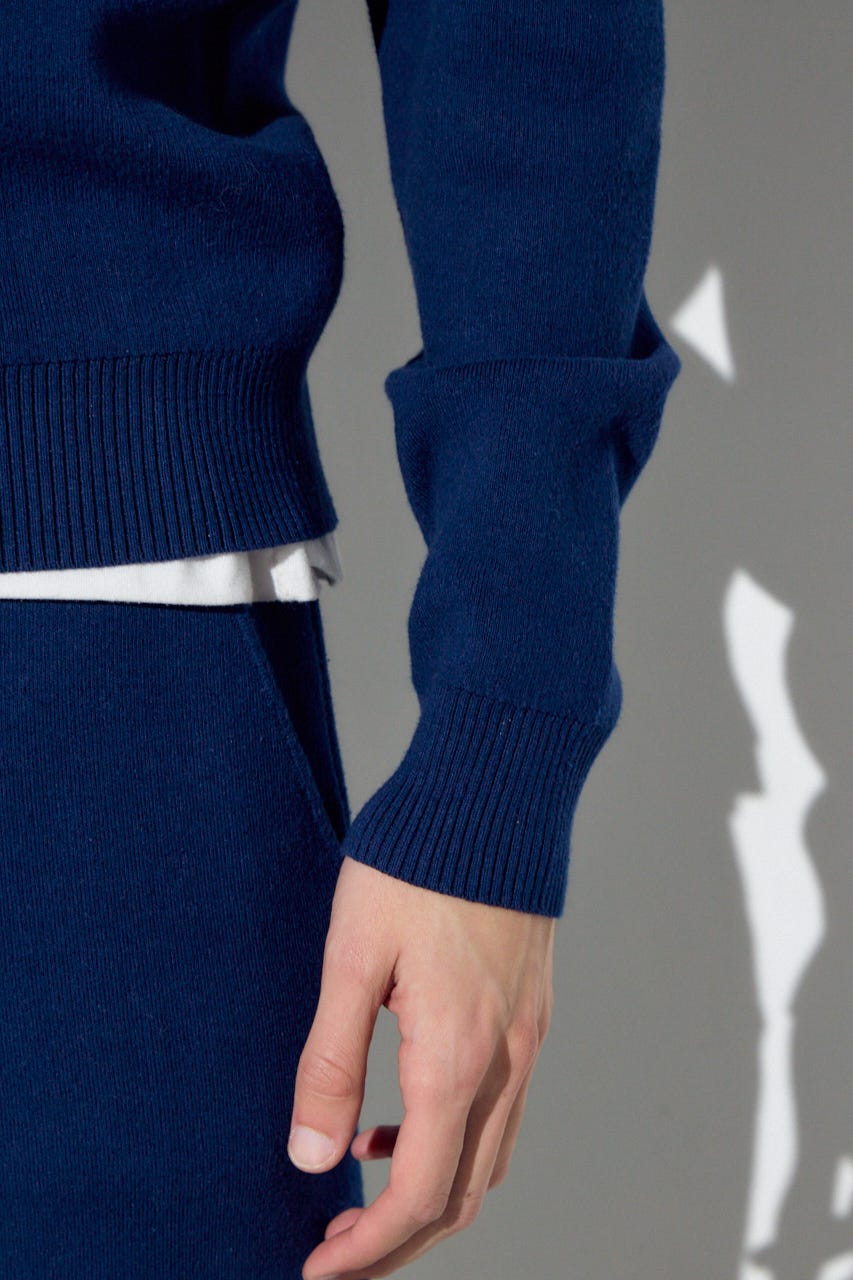 ハイゲージニットフーディー NVY L