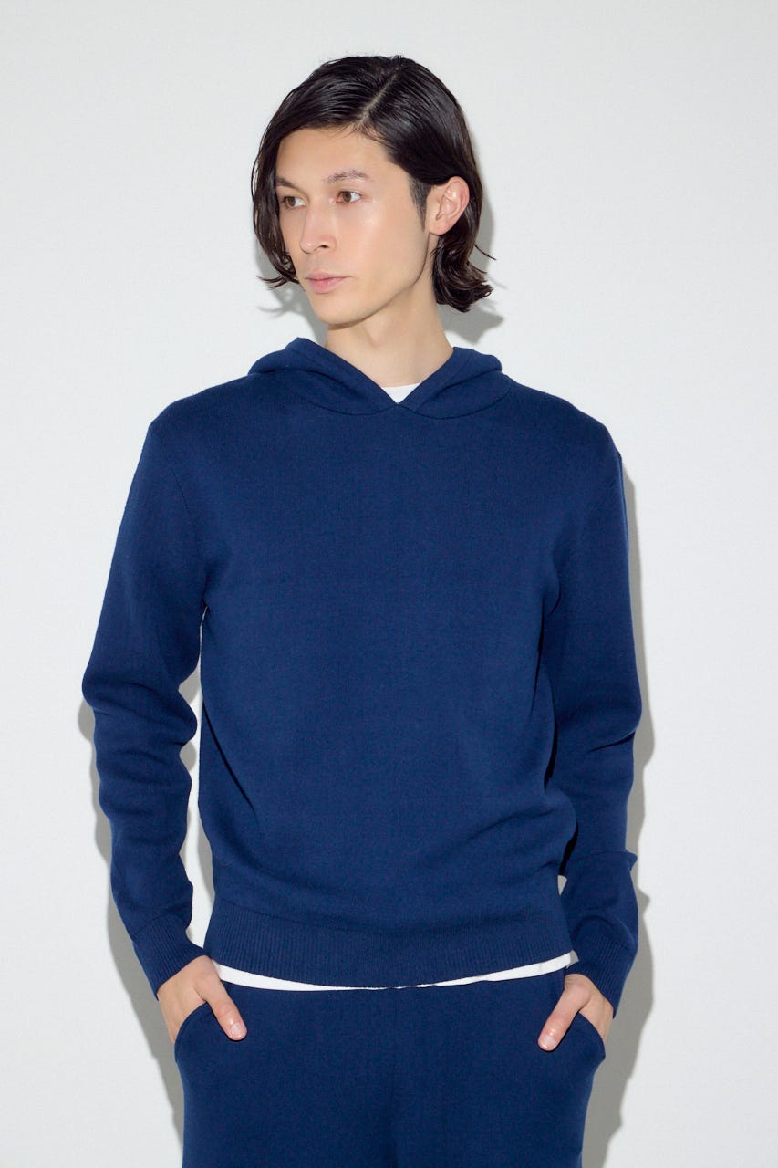 ハイゲージニットフーディー NVY L