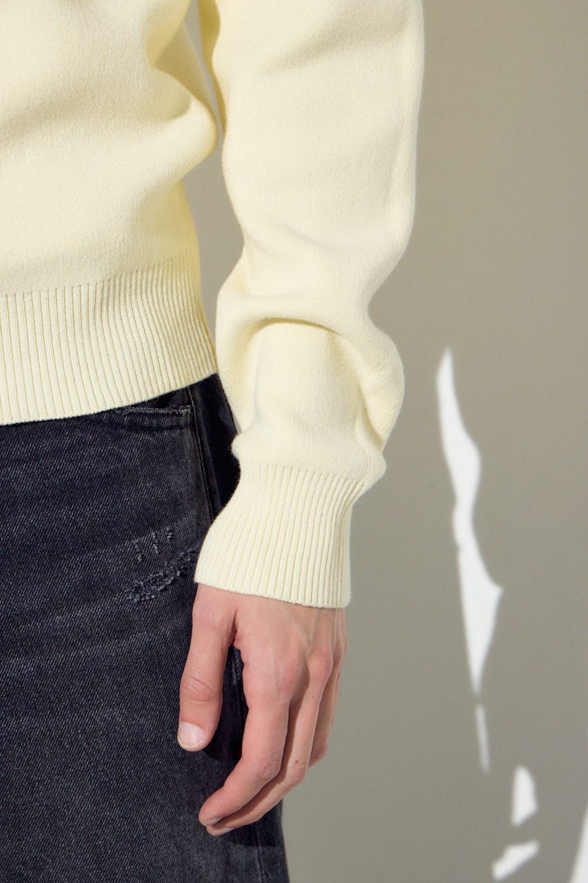 ハイゲージニットフーディー O/WHT L