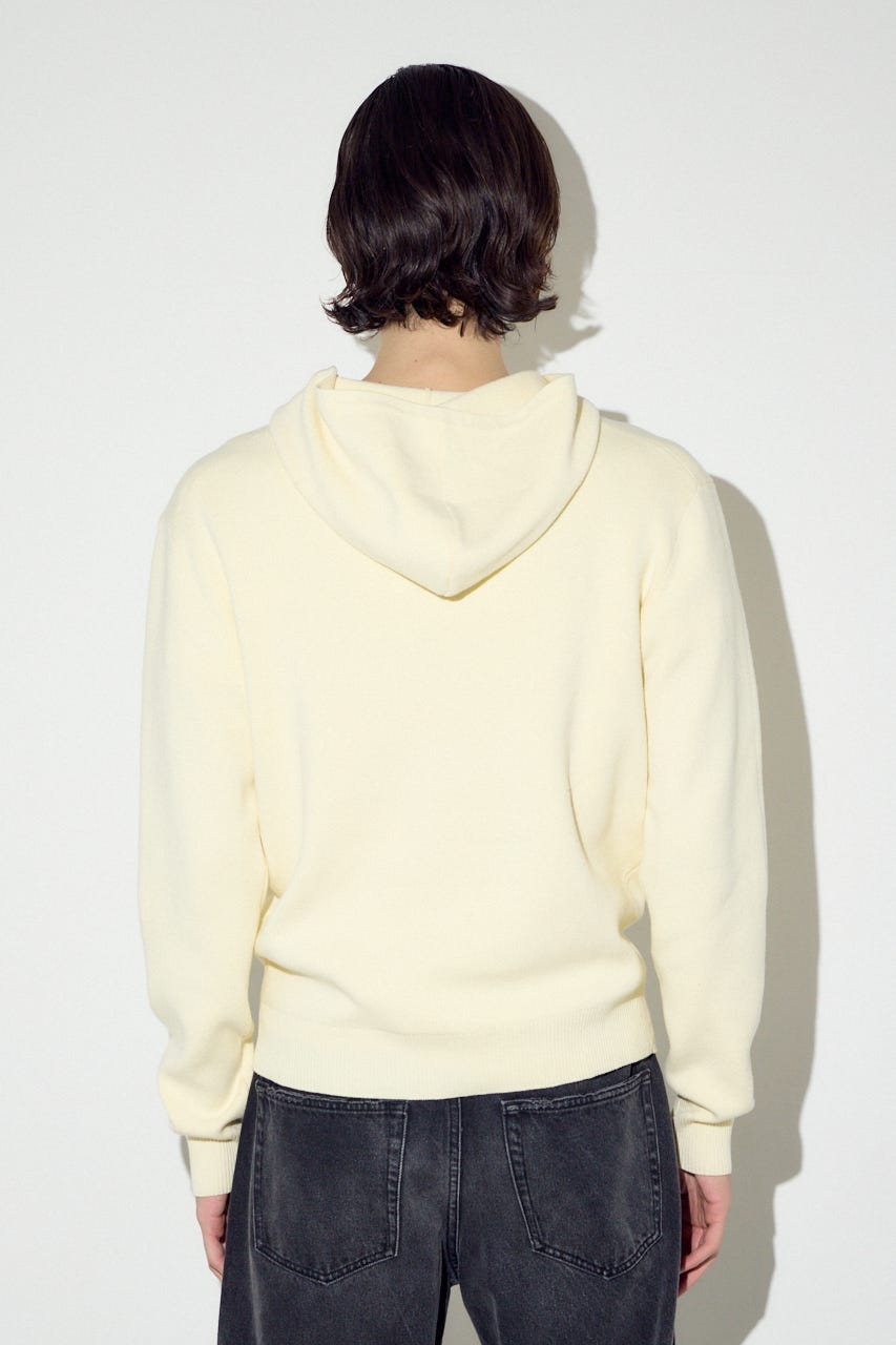 ハイゲージニットフーディー O/WHT L