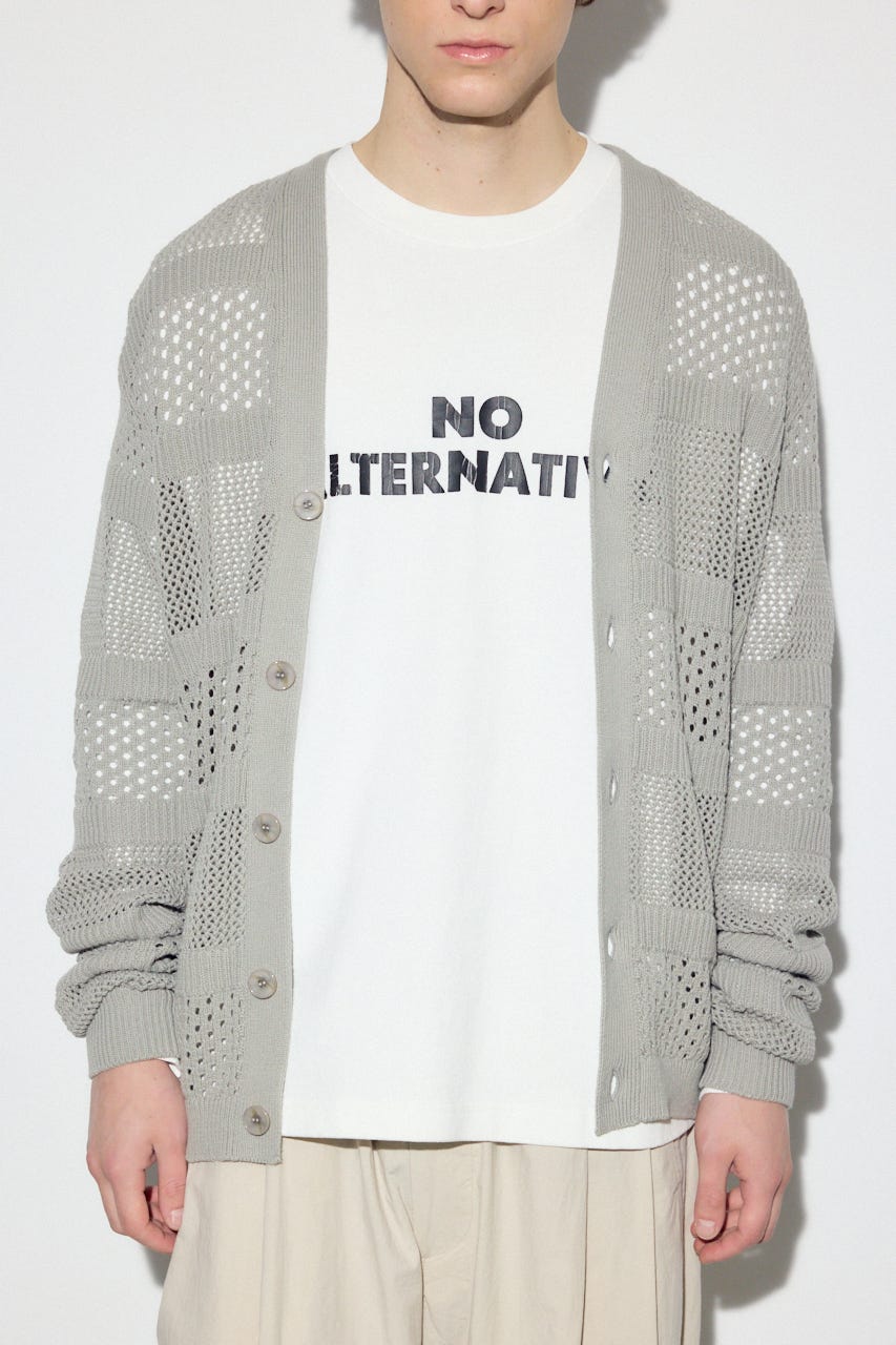 【SS先行アイテム】透かし編み柄変化カーディガン GRY L