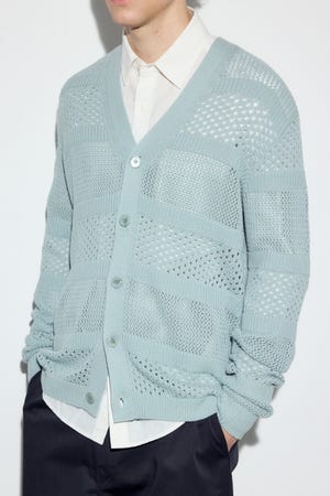 【SS先行アイテム】透かし編み柄変化カーディガン