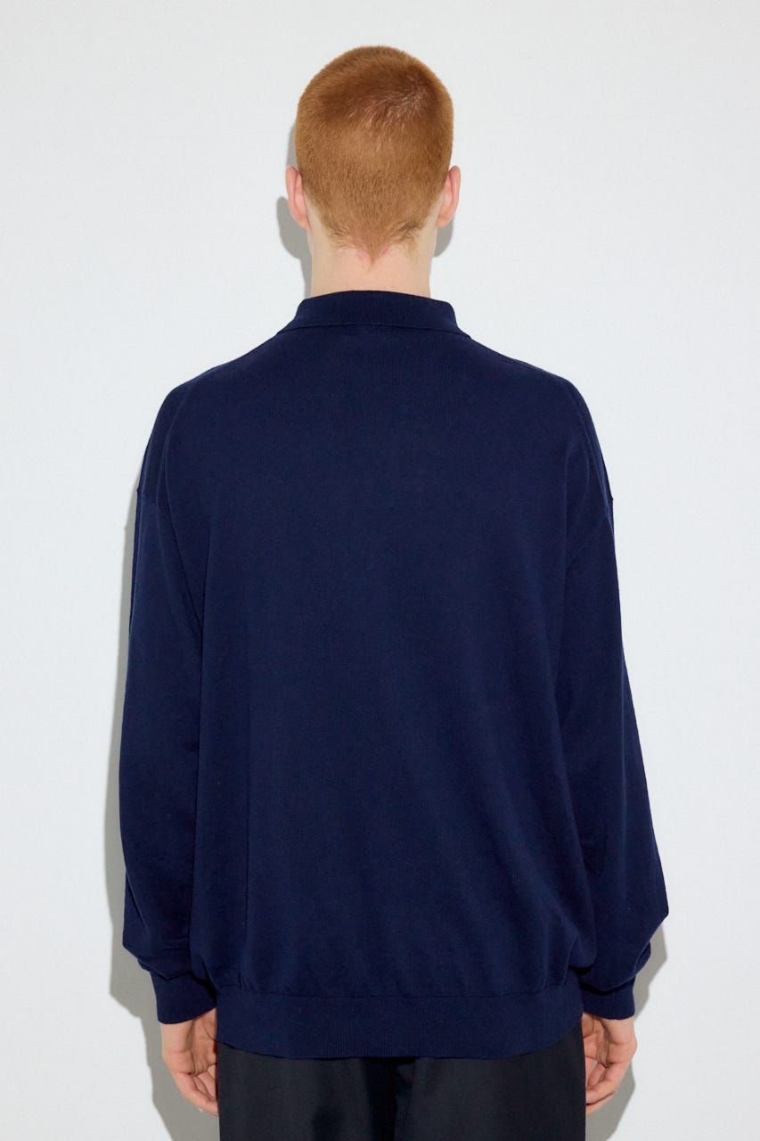 カシミヤミックスポロカラーニットトップス NVY M