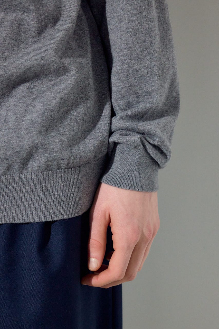 カシミヤミックスポロカラーニットトップス T.GRY M