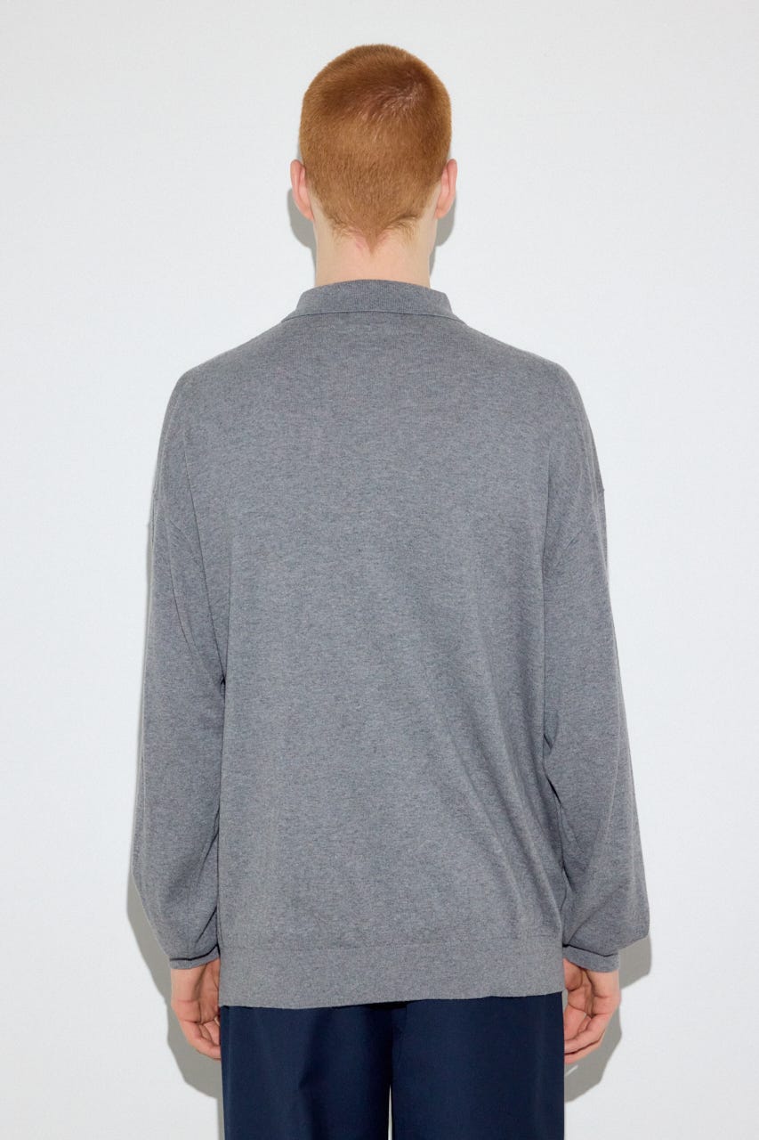 カシミヤミックスポロカラーニットトップス T.GRY M