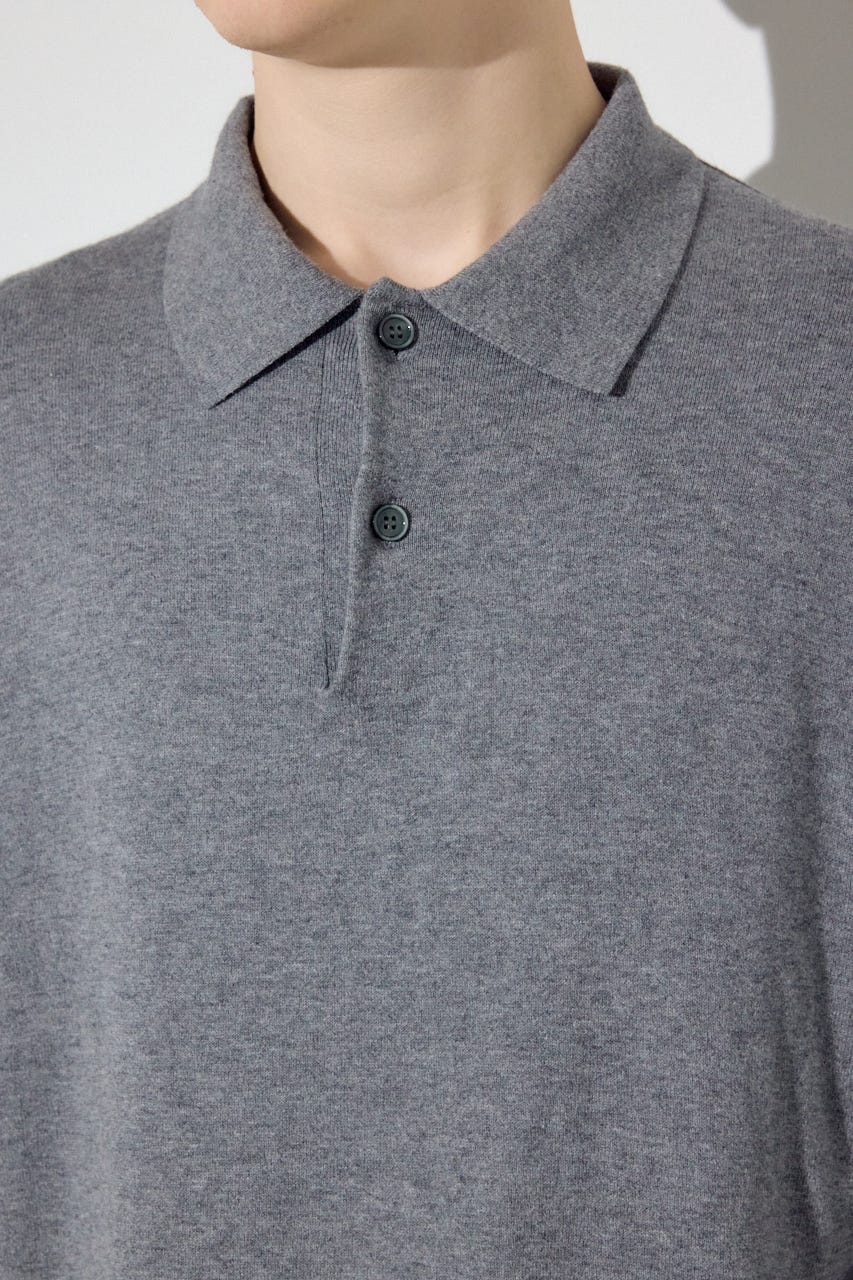 カシミヤミックスポロカラーニットトップス T.GRY M