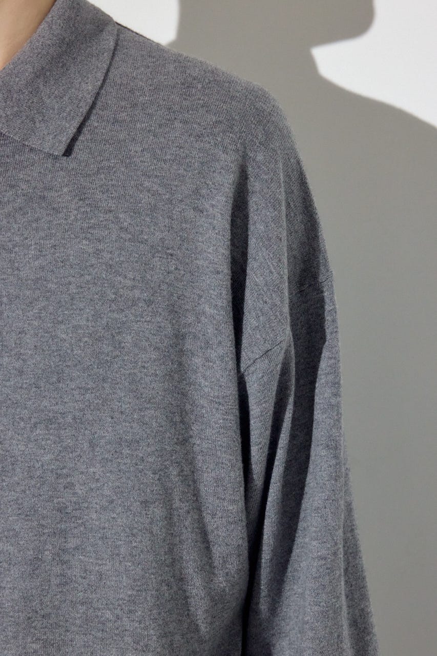 カシミヤミックスポロカラーニットトップス T.GRY M