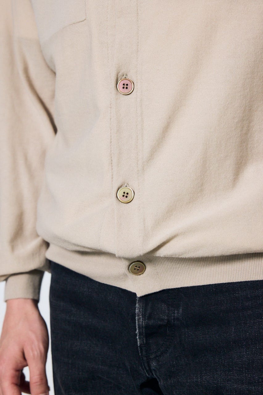 衿付きサファリニットカーディガン GREIGE M