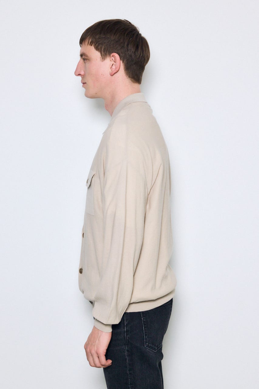 衿付きサファリニットカーディガン GREIGE M