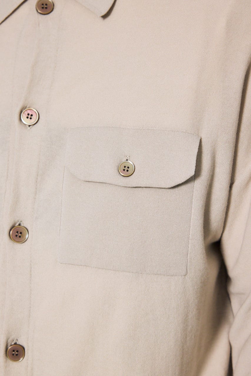 衿付きサファリニットカーディガン GREIGE M