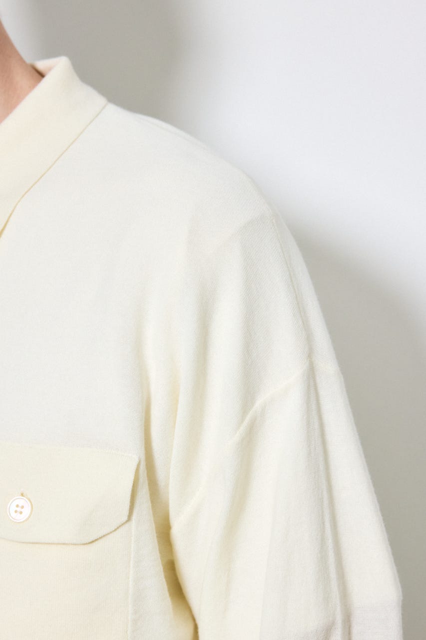 衿付きサファリニットカーディガン IVOY M