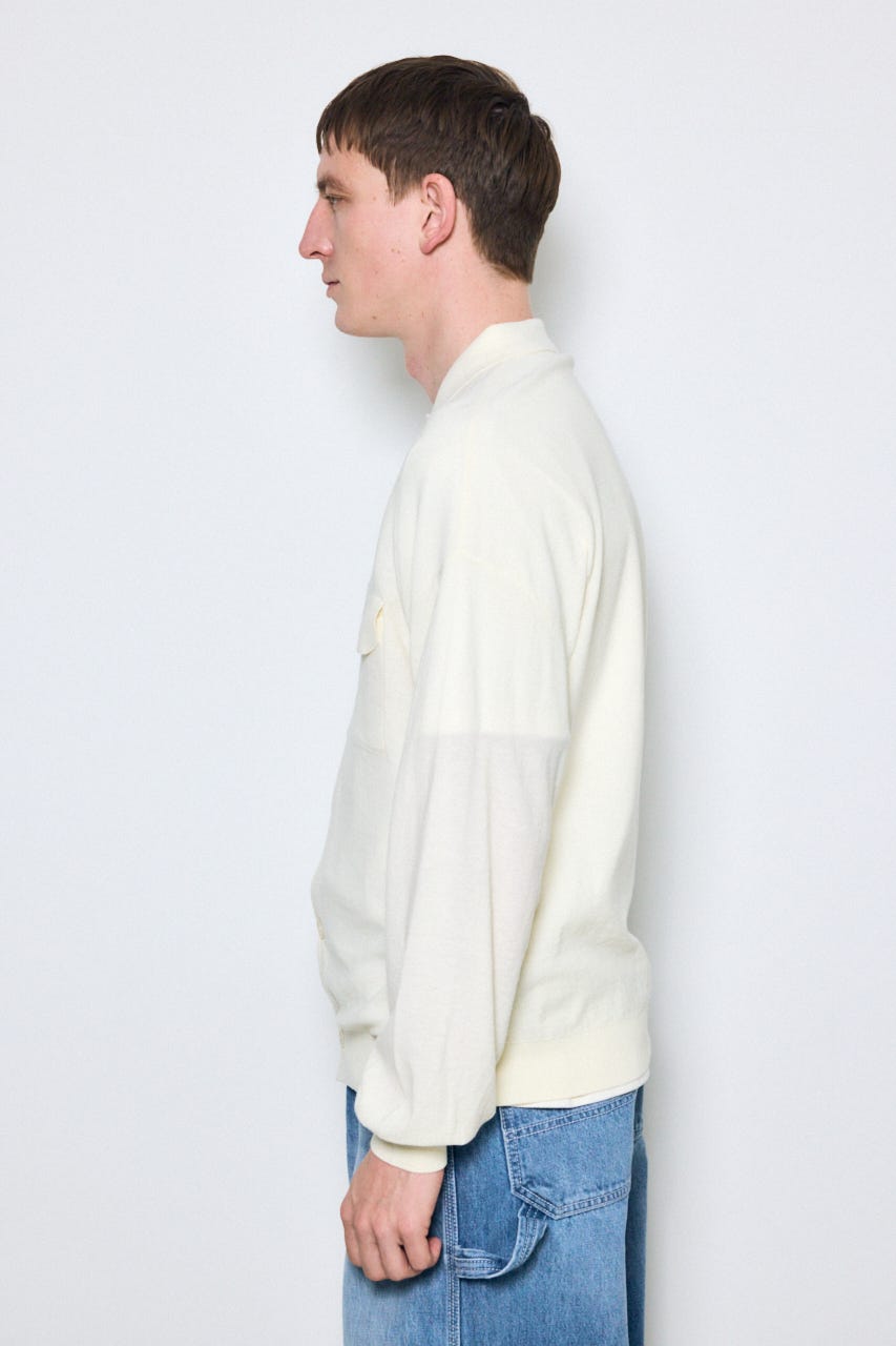 衿付きサファリニットカーディガン IVOY M