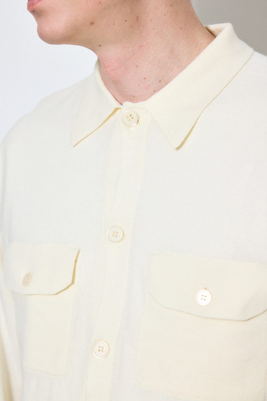 衿付きサファリニットカーディガン IVOY M